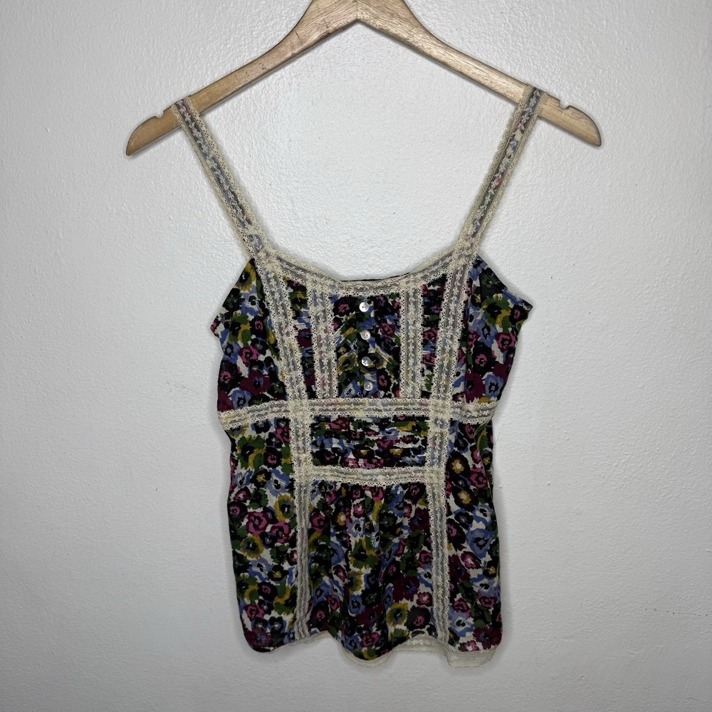 Pinkerton Floral Lace Trim Y2K Tank Top Cottagecore Twee Women's XS